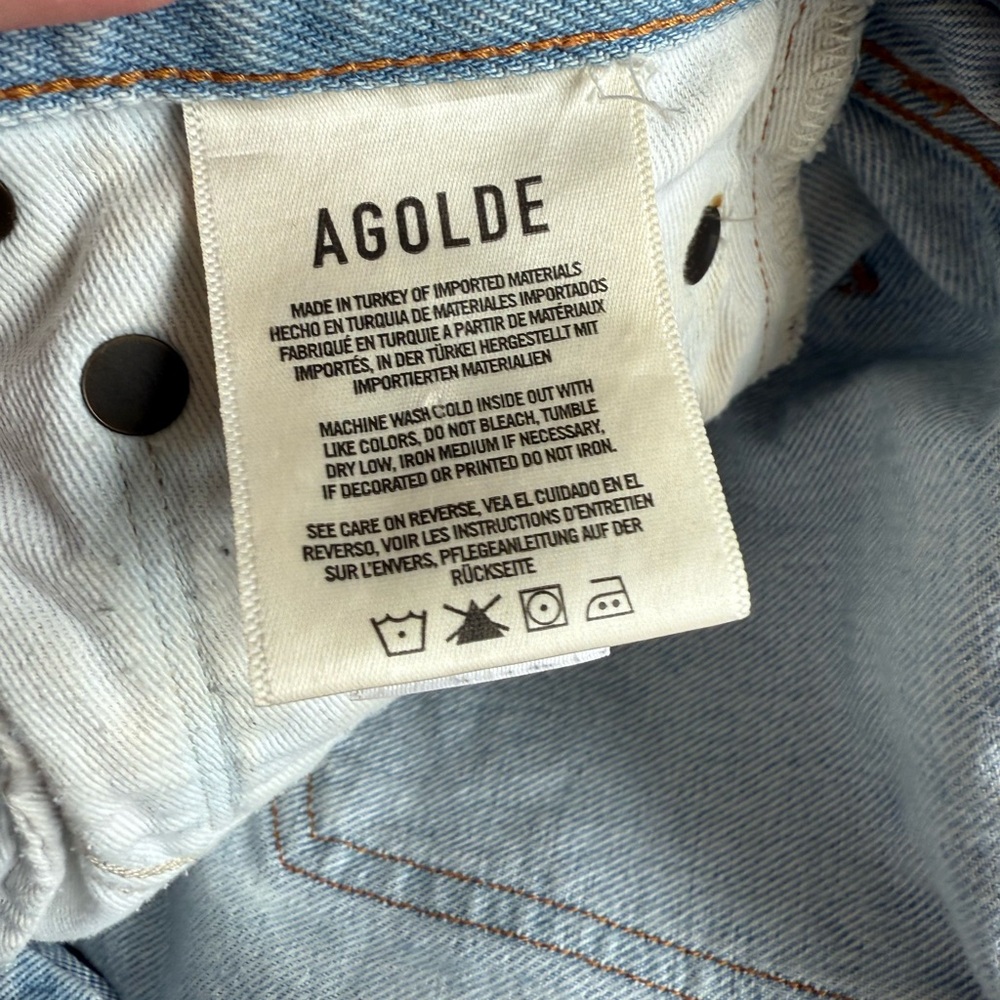Agolde Jaden High-Waisted Distressed Denim Shorts - Picture 5 of 9